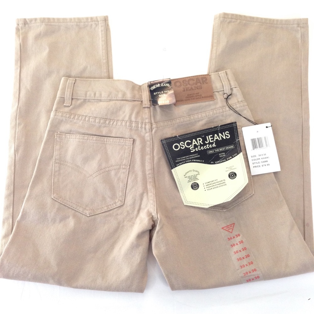 Oscar Jeans Straight Leg Tan Zipper Fly Jeans